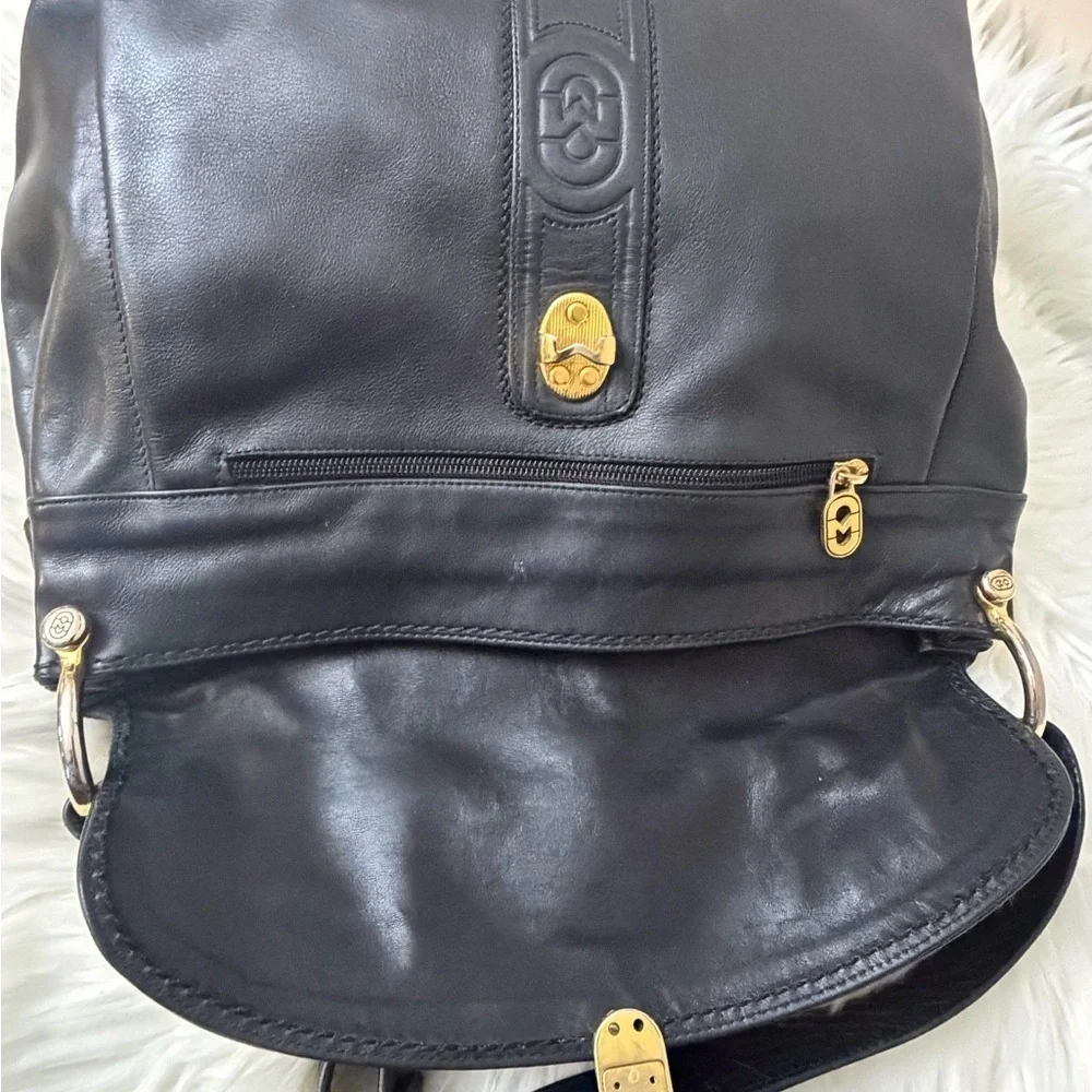 Vintage Elegant Black Leather Shoulder Bag